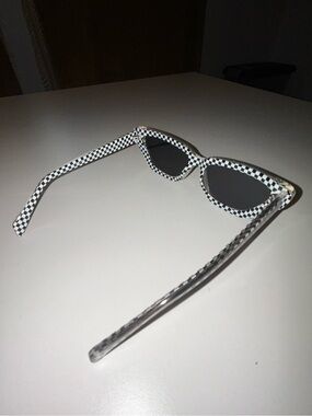 Komono Eyewear Black and White Checkerboard Cat-Eye Sunglasses